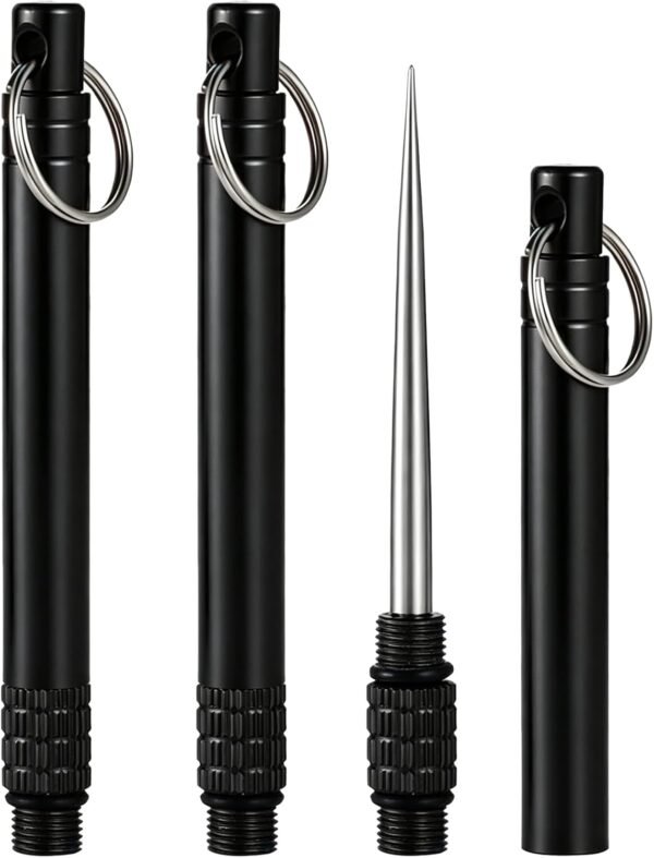 3 Pieces Portable Titanium Toothpicks - Reusable Metal Picks Set with Stainless Steel Case for Camping/Hiking/Travel Gear - Black