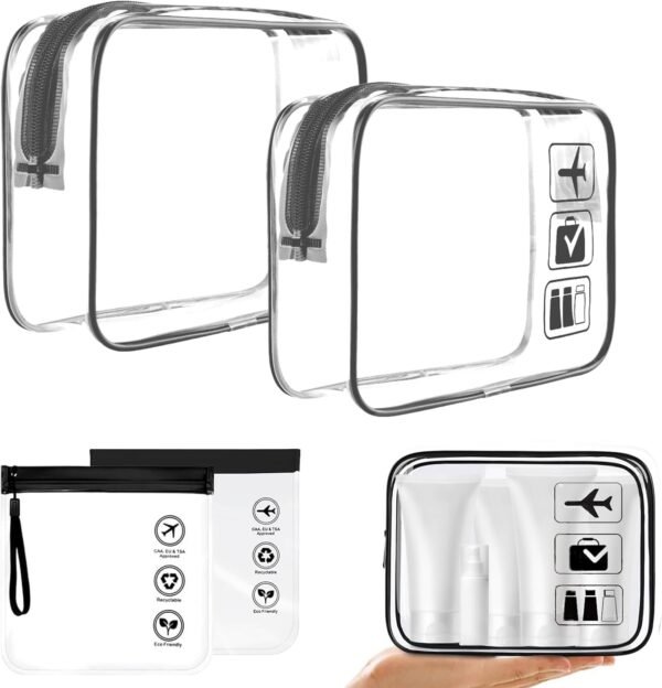 Organizer Bags Set, 4pcs Packing Cubes for Travel Clothes Toiletries Waterproof Travel Essentials Bag (Clear)
