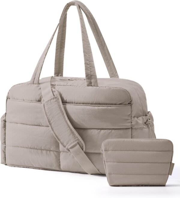 Duffle Bag for Women, Quilted Travel Carry On Bag, Camel | 31L Gym Bag with Wet Pocket, Weekender Overnight Bag with Toiletry Pouch for Travel, Water Resistant, Pink