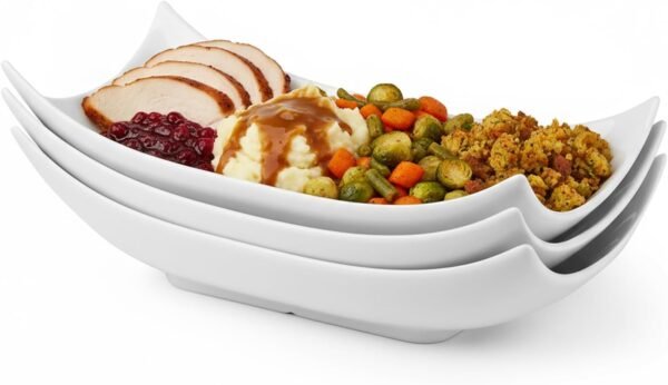 Decorative Bowl Serving Platter White Serving Dishes Decorative Centerpiece Deep Serving Bowl Serving Dishes and Platters 12-Inch Set of 3 | Decorative Centerpiece Deep Bowl Set of 3 Curved Serving Tr
