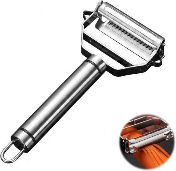 Peeler, Stainless Steel Julienne Peeler for Kitchen Use | Multifunctional peeler Double Planing Grater Tool with ergonomic handle, rustproof for fruit and prep.