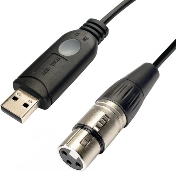 SH-RS09B USB to DMX Cable Support Freestyler, QLC+, Dmxcontrol, Lightkey, Lightjams, Soundswitch and Pi Open Lighting (3M/10FT)