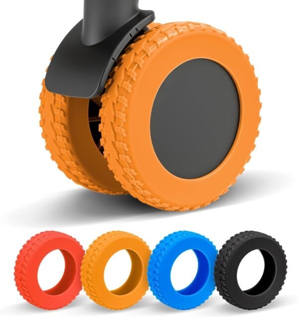 Silicone Luggage Wheel Covers (8 Pcs) for 2-2.4" Spinner Wheels - Wear-Resistant, Anti-Noise Protective Covers for Suitcases, Travel Accessories (Orange)