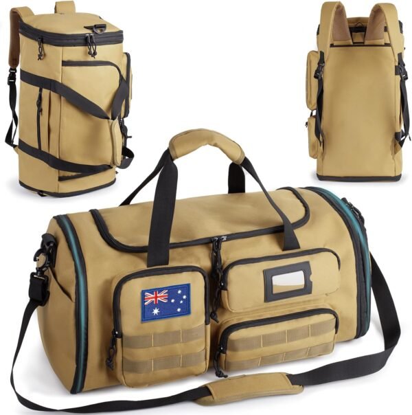 Expandable Gym Bag for Men,Tactical Large 3 in 1 Sports Duffle Bag with Shoes Compartment,Water Resistant Sports Gym Tote Bags Multi-Functional Weekend Travel Backpack Overnight Bag | Water-Resistant
