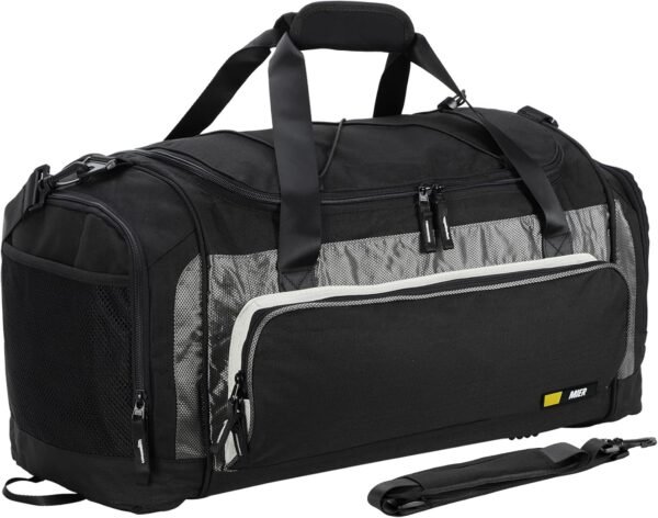 Gym Duffle Bag 60L, Travel Bag with Shoe Compartment, Black/Grey | 60L capacity for gym, overnight stays and weekend travel, top bungee holds a towel, jacket or yoga mat