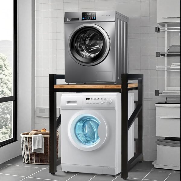Machine Storage Rack Height Adjustable(black02) | Washer Dryer Stacking Rack Adjustable Shelves 1.2mm Wall Thickness Load Capacity 350kg for Bathrooms Laundry Rooms Balconies