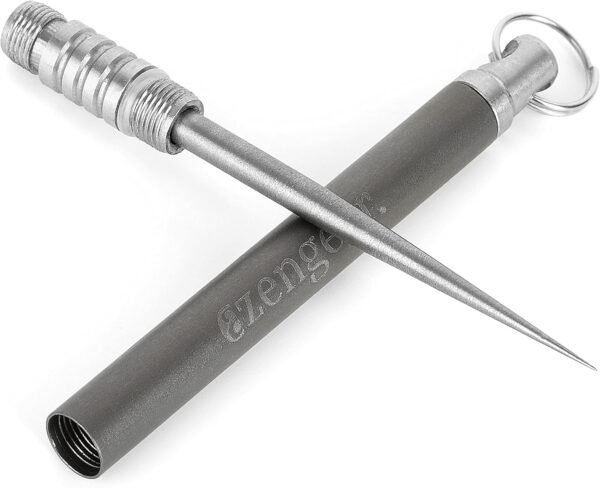 Titanium Toothpick, 8g, 11cm/4.3in, ⌀6mm with Keyring Pocket Holder - Portable, Reusable - Best for Outdoor Camping, Travel, Picnic (One)