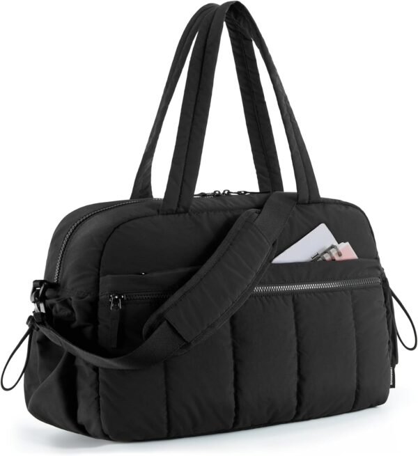 Gym Bag for Women, Duffle Bag for Travel with Wet Pocket, Lightweight Carry on Weekender Duffel, Water Resistant,Blac