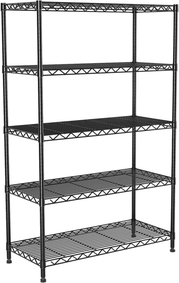 5-Tier Heavy Duty Shelving Unit | 30"Wx14"Dx62"H,Wire Shelf Rack,Height Adjustable Metal Storage Shelves Organizer for Kitchen,Garage,Office,Laundry,Pantry