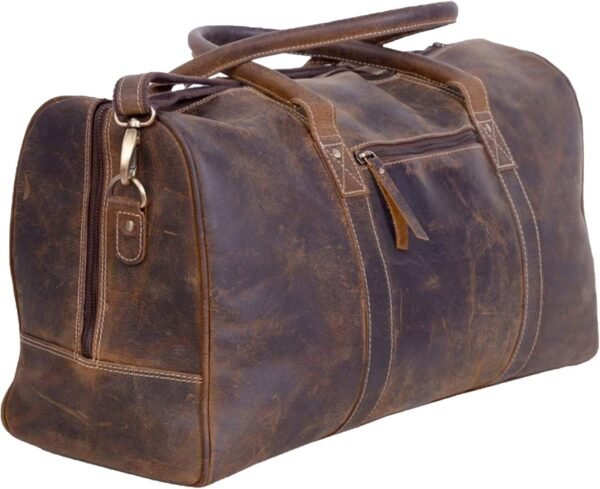 Leather Travel Duffle Bags for Men and Women Cabin Friendly Weekend Bag Sports Gym Airplane Carry on Overnight Duffel (Buffalo Distressed Tan)