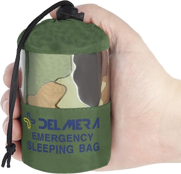 Survival Sleeping Bag, Lightweight Waterproof Thermal Blanket, Bivy Sack with Portable Drawstring Bag for Outdoor Adventure, Camping, Hiking