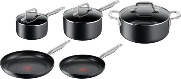 Specialty Hard Anodised Induction Non-Stick 5pc Set - Frypans 24/28 cm, Saucepans 16/20 cm+ Lids, Stewpot 24 cm, H916S517