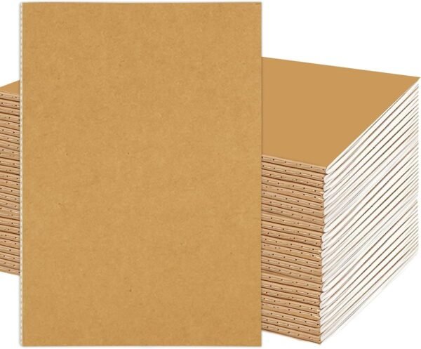 24 Pack A5 Blank Notebooks Bulk, 60 Page Kraft Journal Small Sketchbook Kid | 21.5x14cm Unlined Notebook for Kids Students Classroom Writing Drawing Travel Office Back to School Gift (Brown)