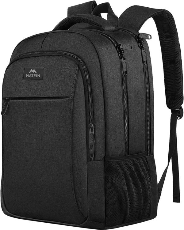 15.6 Inch Laptop Backpack for Men and Women, Work Travel Bag, Black | Water-resistant fabric, anti-theft pocket,organised compartments support commuting, study and office use.