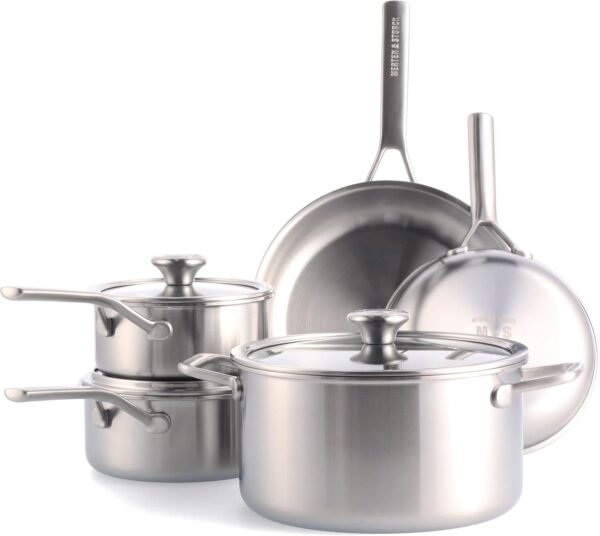 Tri-Ply Stainless Steel Induction 8 Piece Cookware Pots and Pans Set, Multi Clad, Oven Safe, Silver