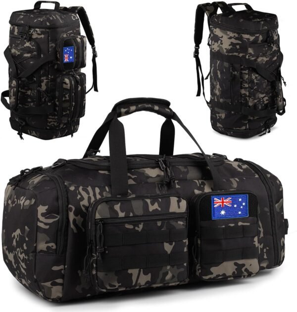 Gym Bag for Men,50L Large 3-in-1 Sports Duffle Bag Travel | Water Resistant,Adjustable Shoulder Strap,MOLLE Weekender Overnight Bag with Shoes Compartment,Gym Backpack for Gym,Travel