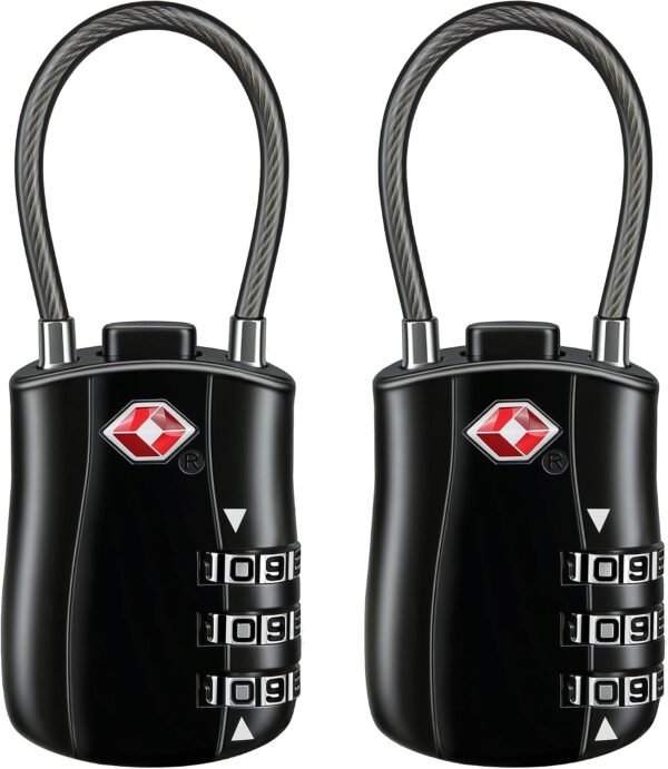 T Tersely 2 Pack TSA Approved Travel Luggage Locks Suitcase Lock | Anti-Shock Zinc Alloy Body,Clear Digit Resettable Password Code Smooth Unlock Combination Lock Padlock for Bag,Lockers,Gym