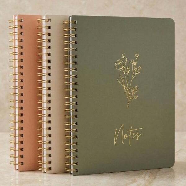 Aesthetic Spiral Notebook Set of 3 For Women - Cute College Ruled Journal/Notebook with Large Pockets And Lined Pages - Perfect Supplies to Stay Organized at Work or School