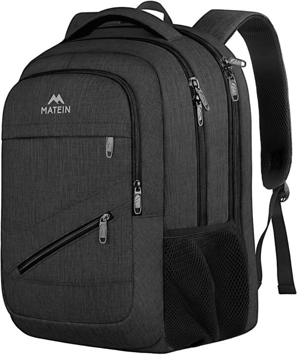 17 Inch Black Laptop Backpack for Men, Women & College Students | TSA-friendly compartment, water-resistant fabric, anti-theft pocket and roomy storage keep essentials secure and organised.