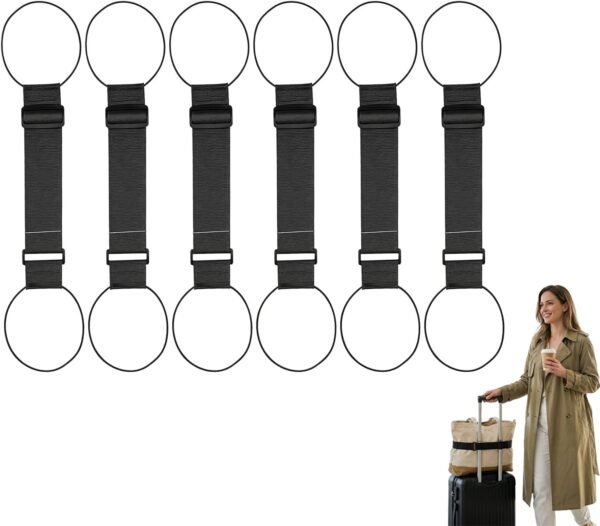 6PCS Adjustable Elastic Luggage Straps – Durable and Secure Fastening Belts for Suitcase Handles, Compact Travel Accessories for Bags, Carry-Ons, Business Trips, and Domestic or International Travel