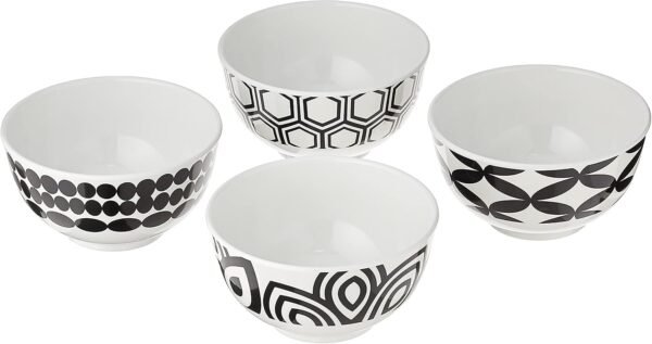 Bull Melamine Mini Bowls, 4-Piece Set, 10 Fluid Ounces, Small Serving Bowl – Snack Condiment Dipping Sauce Dessert Ice Cream – Shatter Proof, BPA Free, Dishwasher Safe, 4”, Foli