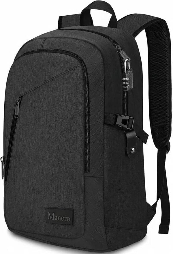 15.6 Inch Anti-Theft Laptop Backpack for Men and Women, Black | Anti-theft design, padded laptop pocket, water resistant slim black style for laptop, notebook, office, travel and commute