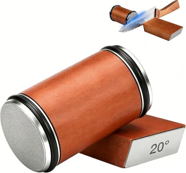 Rolling Knife Sharpener for Kitchen Knife Home Cooks Chefs Manual Knife Sharpeners with 400 & 1000 Grit Polishing Discs with 15° & 20° Magnetic Angle Sharpening Tool Kitchen Accessories Gifts