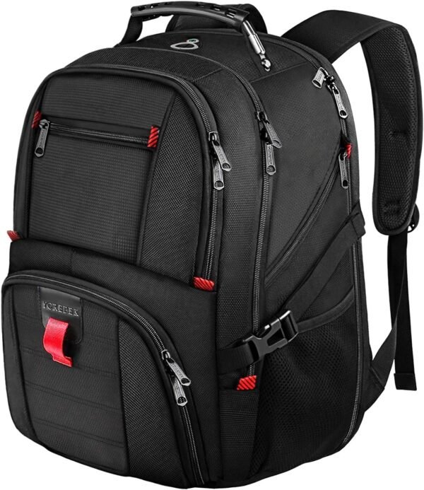 17 Inch Large Travel Laptop Backpack for Men and Women, Black | Extra large capacity, water resistant and airline approved for travel, business trips, office, work and daily commute.