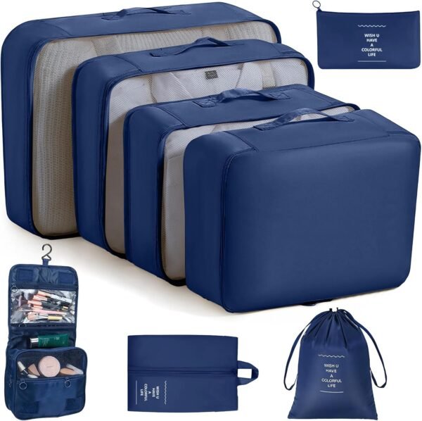 8-Set Packing Cubes, Packing Organizer with Various Sizes, Lightweight Luggage Organizer for Carry-On, Suitcase & Travel Accessories (Dark Blue)