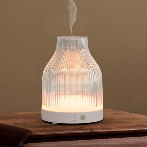 Glass Reservoir Essential Oil Diffuser 200ML, One Button Control Glass Diffuser with Rainbow Colors for Home Office Bedroom Gift | Glass Diffuser,Aromatherapy Diffuser,One-Button Control, Rainbow Colo