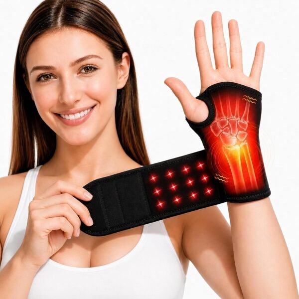 Light Therapy Wrist Heating Pad, 36 LED Beads & 3000mAh Battery, Cordless Rechargeable Heated Wrist Wrap with Vibration, 3 Heat Levels, for Daily Comfort, Post-Workout & Gift
