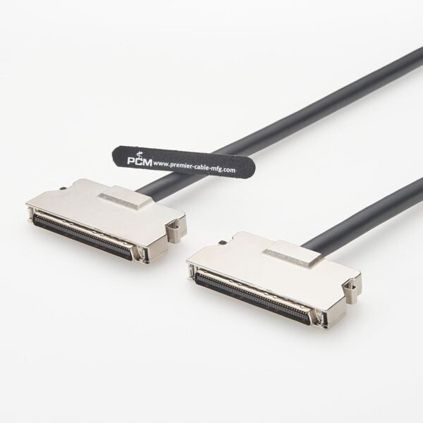 100 Pin IDC Cable Assembly for Industrial Control Equipment UL20276 30AWG 50-Pair Data Signal Cable P1 to P2 Connector Wire Harness Black RoHS Compliant 2M / 6.56FT