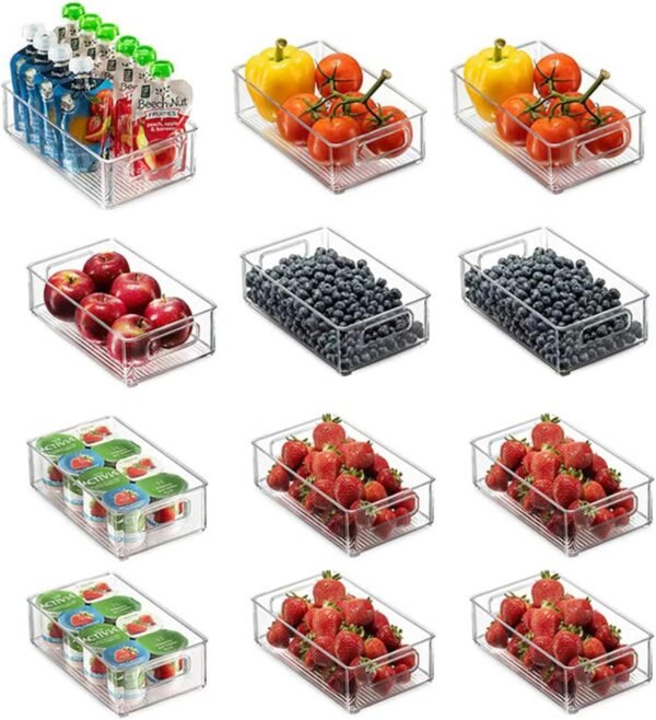 Organiser 12 Pack,3 Sizes Pantry Organiser,Clear Containers | Organisation BPA Free,Stackable Pantry Storage Containers for for, Pantry, Under Sink, Bathroom