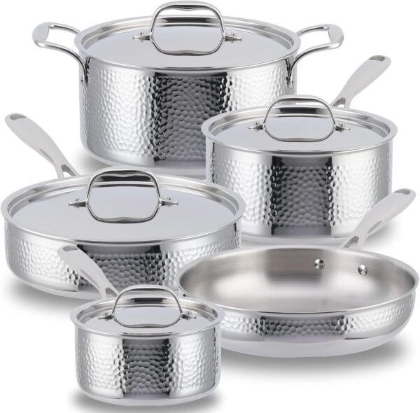 Premium Stainless Steel 9 Piece Cookware Set (Oven and Dishwasher Safe)