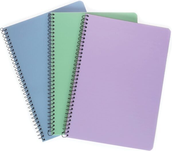 Notebook, 8mm Lined, 120 Pages, Durable Water-Resistant Cover, Assorted Pastel Colours, Pack of 3