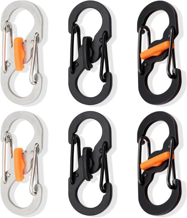6Pcs Anti Theft Clip Built-in Lock Buckle Security Fasteners, Backpack Zipper Lock, Quick Disconnect Clip - Key Holder Add-on, Theft Deterrent Bag Accessories for Travel, School Outdoor