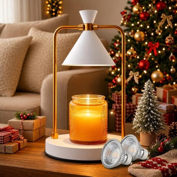 Candle Warmer Lamp with 2 Bulbs,Dimmable Electric Wax Melter | 50W Desk Lamp for Home Decor, Candle Lamps for Scented Jar Candles, Birthday Gifts for Women Mom Her, House Warming Gifts