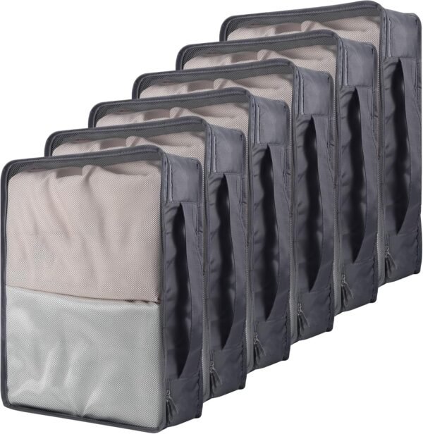 6 PCS Large Packing Cubes Luggage Organizers,40x30x12CM Same Size Suitcase Organiser Bags Compressible Expandable Packing Cubes for Suitcase, Luggage,Handy Helper (Gray)
