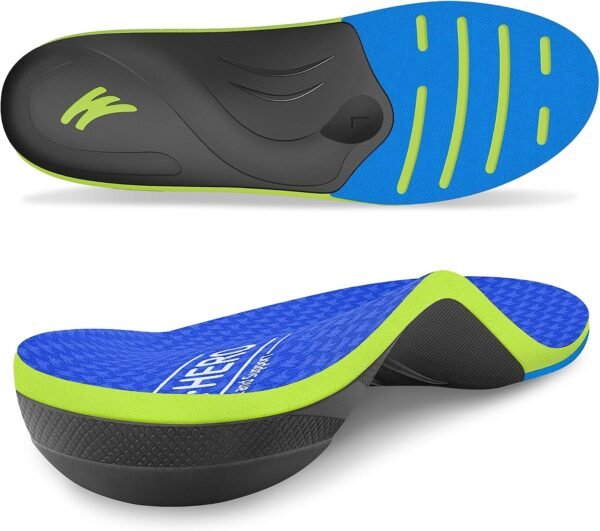 220+ lbs Heavy Duty Arch Support Inserts for Plantar Fasciitis, Flat Feet Orthotic Insoles for Daily Comfort and Support (Mens 15-15.5, Azure Blue)