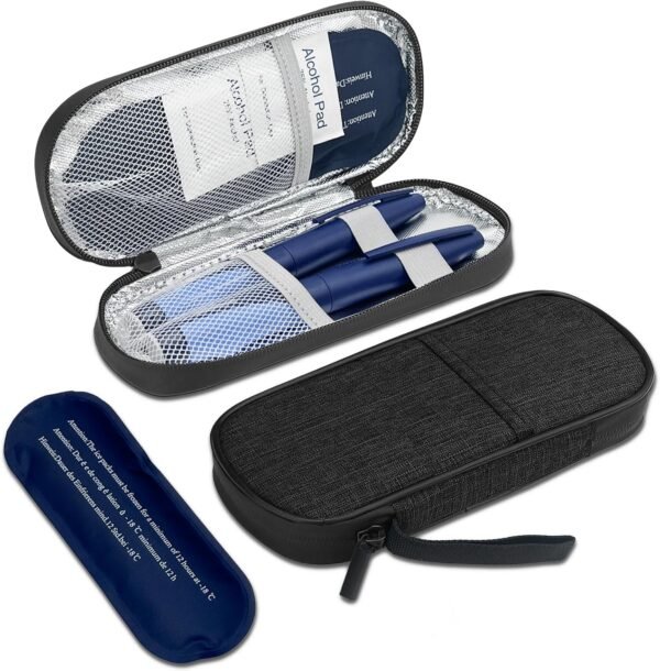 Pen Cooler Travel Case with 2 Ice Bag, Diabetic Medication Insulated Cool Organizer Carrying Bag for Zepbound Mounjaro Pens and Other Diabetic Supplies, Small Compact for Daily Life and Trip