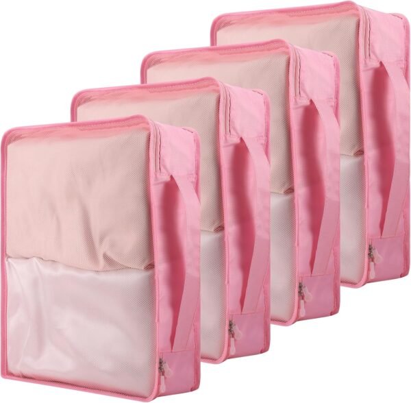 4 PCS Large Packing Cubes,40x30x12CM Same Size Suitcase Organiser Bags Compressible Expandable Packing Cubes for Suitcase,Luggage,Travel,Handy Helper,Organizing Clothes (Pink)