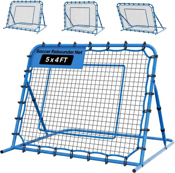 Soccer Rebounder Net, Quick-Switch Angle Soccer Goal Rebounder for Control, Passing Practice, Heavy-Duty Iron Frame & PE Net, Easy Setup Ball Training Equipment for Teens&Adults,1470 x 1170 mm