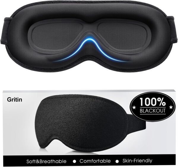 100% Blackout Sleep Mask for Women & Men-Zero Pressure Eye Mask | Ergonomic Design 3D Cutout Eye Movement Friendly, Adjustable Strap,Ultra Soft&Comfortable Blindfold for Nap/Travel Essentials