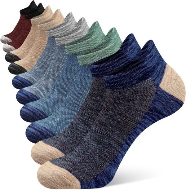 Colorful Low Cut Ankle Socks for Men Women Cotton 5 Pairs | Breathable knit with non-slip support,for work,walking and daily comfort