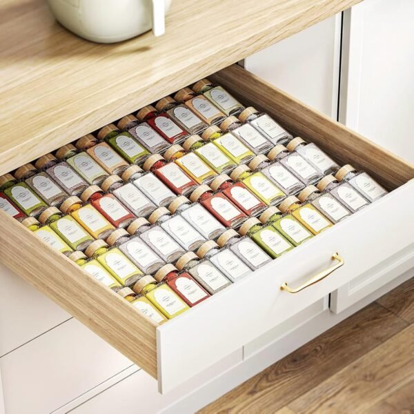 Acrylic Spice Drawer Organizer, 4 Tier- 2 Set Expandable From 23 cm to 46 cm Seasoning Jars Drawers Insert, Kitchen Spice Rack Tray for Drawer/Countertop (Jars and Labels not included)
