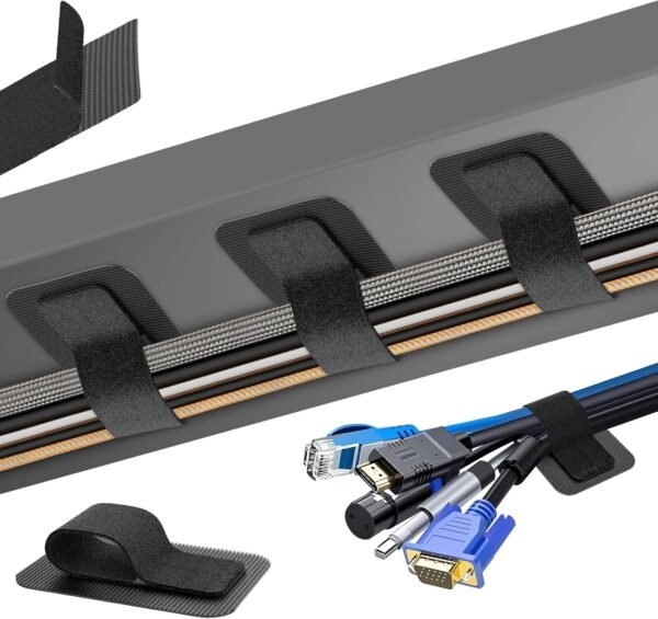 Cable Management Under Desk, 【Up to 15 Cord】【Enhanced Wire Holder】 Cord Organizer, Adjustable Hook and Loop Cable Ties, Reusable Cord Holder, Cable Clips Under Table Cable Hider, 20 Pair