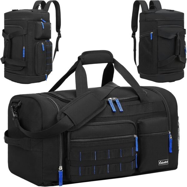 Gym Bag for Men Women 3-in-1 Sports Travel Duffel Bag, Black, 39L-Medium | Multipurpose Weekender Overnight Backpack with Wet Pocket & Shoes Compartment