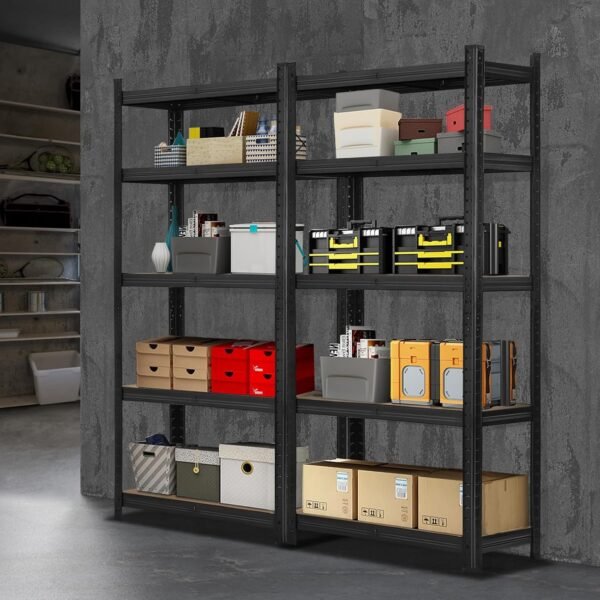 Storage Shelf Garage Rack Steel 1.5m 2PCS, Black