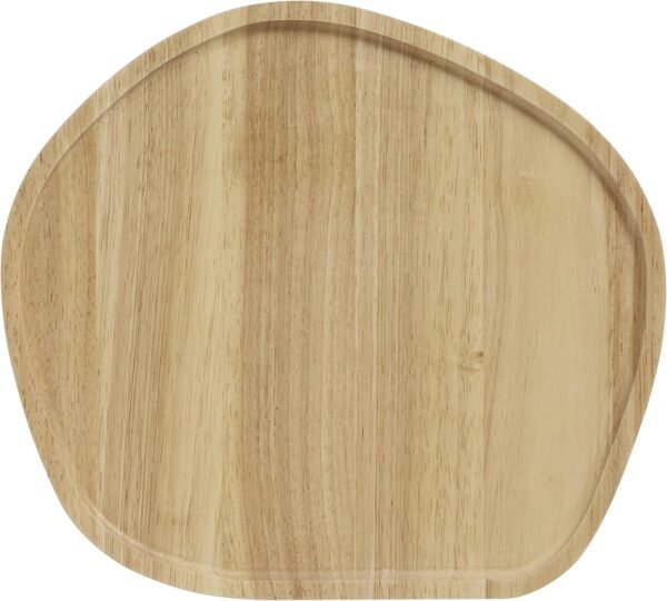 Rogers Wooden Round Serving Platter Medium Beige – 34 cm | Scandinavian Design Rubberwood Cheese & Tapas Board with Raised Rim – Elegant Entertaining Plate