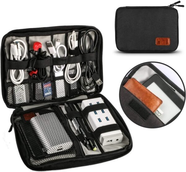 Travel Electronics Tech Cable Organiser Bag, Portable Cable Organizer Case | Multi Compartments,Lightweight Tech Pouch,Compact Travel Gadget Bag for USB Cable,Earphone,Phone and All Tech Gear Daily Us